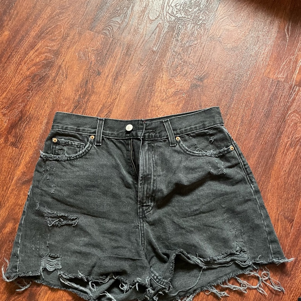 BDG Black Ripped Jean Shorts